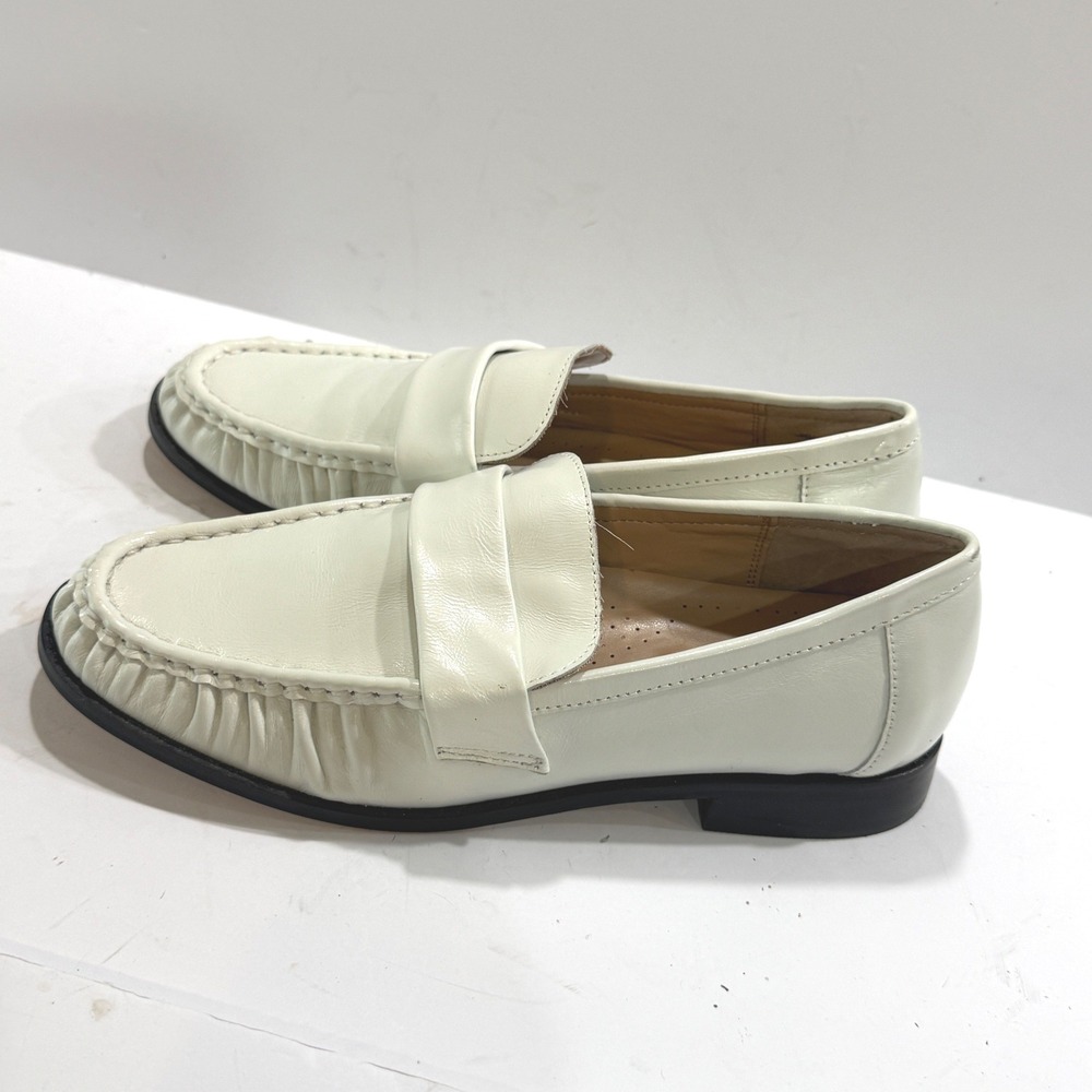 Steve Madden Ridley Off White Leather Penny Loafers Womens 7.5M